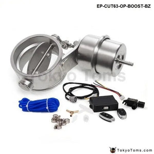 Exhaust Control Valve With Boost Actuator Cutout 2.5" 63mm Pipe Opend With Wireless Remote Controller Set - Tokyo Tom's