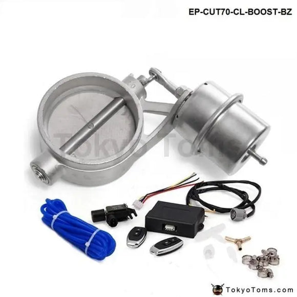 Exhaust Control Valve With Boost Actuator Cutout 70mm Pipe Closed With Wireless Remote Controller Set - Tokyo Tom's