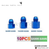 Fitting Flare Reducer Female -6 AN to Male -8AN Blue Flare Reducers Alloy Fitt 8ANW-6ANN - Tokyo Tom's