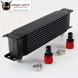 10 Row AN10 Universal Aluminum Engine Transmission 248mm Oil Cooler British Type W/ Fittings Kit Black