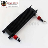 10 Row AN10 Universal Aluminum Engine Transmission 248mm Oil Cooler British Type W/ Fittings Kit Black