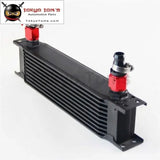 10 Row AN10 Universal Aluminum Engine Transmission 248mm Oil Cooler British Type W/ Fittings Kit Black