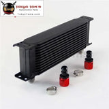 13 Row AN10 Universal Aluminum Engine Transmission 248mm Oil Cooler British Type W/ Fittings Kit Black