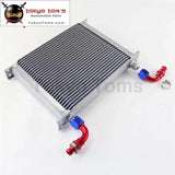 30 Row AN10 Universal Aluminum Engine Transmission 248mm Oil Cooler British Type W/ Fittings Kit Silver - Tokyo Tom's