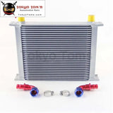 30 Row AN10 Universal Aluminum Engine Transmission 248mm Oil Cooler British Type W/ Fittings Kit Silver - Tokyo Tom's