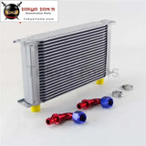 22 Row AN10 Universal Aluminum Engine Transmission 248mm Oil Cooler British Type W/ Fittings Kit Silver - Tokyo Tom's