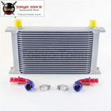 22 Row AN10 Universal Aluminum Engine Transmission 248mm Oil Cooler British Type W/ Fittings Kit Silver - Tokyo Tom's