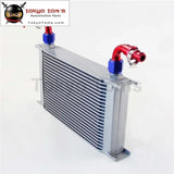 22 Row AN10 Universal Aluminum Engine Transmission 248mm Oil Cooler British Type W/ Fittings Kit Silver - Tokyo Tom's