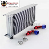 19 Row AN10 Universal Aluminum Engine Transmission 248mm Oil Cooler British Type W/ Fittings Kit Silver - Tokyo Tom's