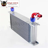 19 Row AN10 Universal Aluminum Engine Transmission 248mm Oil Cooler British Type W/ Fittings Kit Silver - Tokyo Tom's