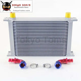 25 Row AN10 Universal Aluminum Engine Transmission 248mm Oil Cooler British Type W/ Fittings Kit Silver - Tokyo Tom's