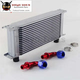 16 Row AN10 Universal Aluminum Engine Transmission 248mm Oil Cooler British Type W/ Fittings Kit Silver - Tokyo Tom's