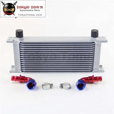 16 Row AN10 Universal Aluminum Engine Transmission 248mm Oil Cooler British Type W/ Fittings Kit Silver - Tokyo Tom's