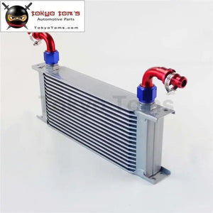 16 Row AN10 Universal Aluminum Engine Transmission 248mm Oil Cooler British Type W/ Fittings Kit Silver - Tokyo Tom's