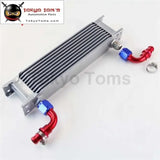 10 Row AN10 Universal Aluminum Engine Transmission 248mm Oil Cooler British Type W/ Fittings Kit Silver