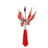 Fortune Crane Ornament Fringe Hand Made Lucky Blessing Auto Pendant