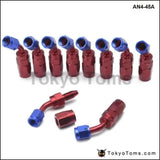 10PCS/LOT  AN4 Pipe joints Aluminum 45 Degree Swivel Oil/Fuel Fitting Adaptor Oil cooler hose fitting  AN4-45A