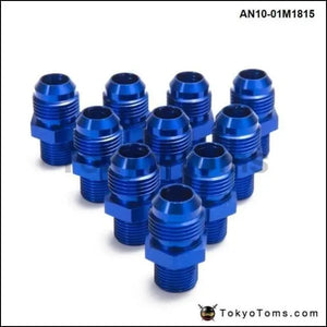 10PCS/LOT Aluminum Straight Fuel Fittings Adaptor Male Blue Thread For All Oil coole / Fuel Tank Line AN10-01M1815