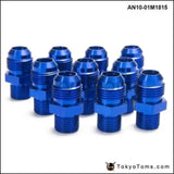 10PCS/LOT Aluminum Straight Fuel Fittings Adaptor Male Blue Thread For All Oil coole / Fuel Tank Line AN10-01M1815