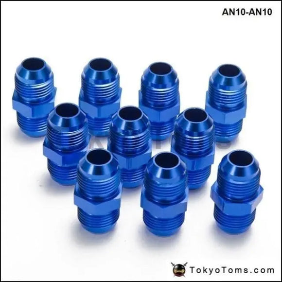 10PCS/LOT Aluminum Straight Fuel Fittings Adaptor Male Blue AN10-AN10 Thread For All Oil coole / Fuel Tank Line AN10-AN10