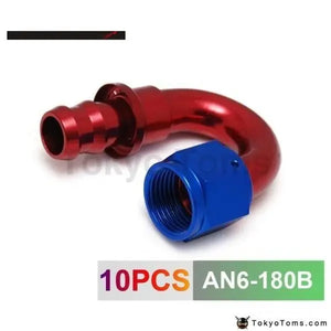 6AN AN6 6-AN 180 Degree SWIVEL OIL/FUEL/GAS LINE HOSE END PUSH-ON MALE FITTING AN6-180B - Tokyo Tom's