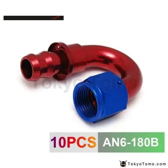 6AN AN6 6-AN 180 Degree SWIVEL OIL/FUEL/GAS LINE HOSE END PUSH-ON MALE FITTING AN6-180B - Tokyo Tom's