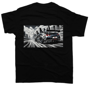 GTR B-W Comic T-Shirt - Unisex - Car Enthusiast - Drifting Drag JDM