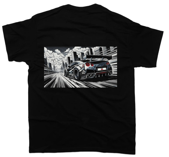 GTR B-W Comic T-Shirt - Unisex - Car Enthusiast - Drifting Drag JDM