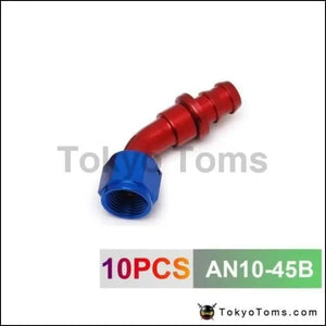 10pcs /set  -AN10 45 Degree Aluminum Swivel Oil/Fuel/Air/Gas Line Hose End Fitting Blue AN10-45B