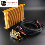 15 Row Thermostat Adaptor Engine Racing Trust Oil Cooler Kit For Car/Truck Blue/ Black/ Gold