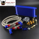 10 Row Engine Trust Oil Cooler W/ Thermostat 80 Deg Oil Filter Adapter Kit Blue/ Black/ Gold