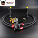 10 Row Engine Trust Oil Cooler W/ Thermostat 80 Deg Oil Filter Adapter Kit Blue/ Black/ Gold