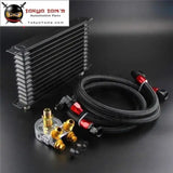 13 Row Engine Trust Oil Cooler W/ Thermostat 80 Deg / 170 F Oil Filter Adapter Kit  Blue/ Black/ Gold