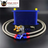 13 Row Engine Trust Oil Cooler W/ Thermostat 80 Deg / 170 F Oil Filter Adapter Kit  Blue/ Black/ Gold