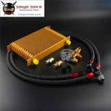 13 Row Engine Trust Oil Cooler W/ Thermostat 80 Deg / 170 F Oil Filter Adapter Kit  Blue/ Black/ Gold