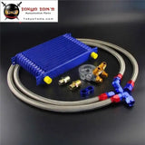 13 Row Engine Trust Oil Cooler W/ Thermostat 80 Deg / 170 F Oil Filter Adapter Kit  Blue/ Black/ Gold