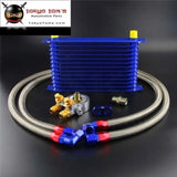 13 Row Engine Trust Oil Cooler W/ Thermostat 80 Deg / 170 F Oil Filter Adapter Kit  Blue/ Black/ Gold