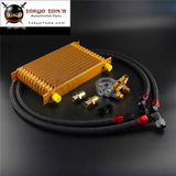 13 Row Engine Trust Oil Cooler W/ Thermostat 80 Deg / 170 F Oil Filter Adapter Kit  Blue/ Black/ Gold