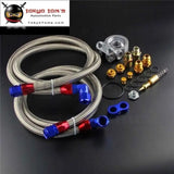 13 Row Engine Trust Oil Cooler W/ Thermostat 80 Deg / 170 F Oil Filter Adapter Kit  Blue/ Black/ Gold