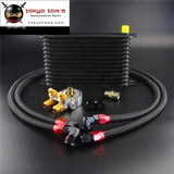 13 Row Engine Trust Oil Cooler W/ Thermostat 80 Deg / 170 F Oil Filter Adapter Kit  Blue/ Black/ Gold