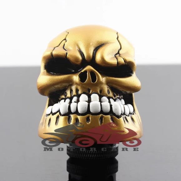 Golden Skull Head White Teeth Gear Shifter