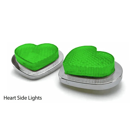 Green LED Heart Shape Side Marker Indicators (Pair)