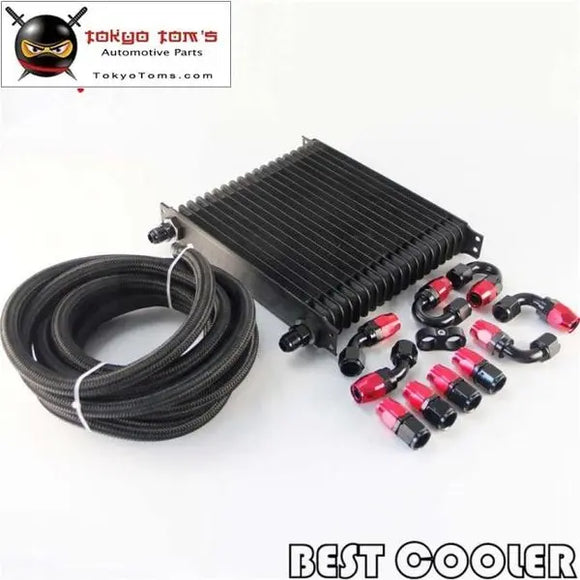 19 Row Trust AN10 Engine Oil Cooler + 5M AN10 Oil Line W/ Hose Fittings Kit - Tokyo Tom's