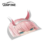 Jump Time 13cm x 9.8cm Funny Waterproof Car Stickers JDM Car Decals For Darling in the Franxx  Zero Two BIG HEAD Vinyl Car Wrap