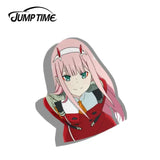 Jump Time 13cm x 9.8cm Funny Waterproof Car Stickers JDM Car Decals For Darling in the Franxx  Zero Two BIG HEAD Vinyl Car Wrap