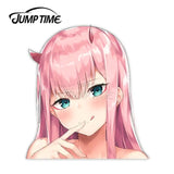 Jump Time 13cm x 9.8cm Funny Waterproof Car Stickers JDM Car Decals For Darling in the Franxx  Zero Two BIG HEAD Vinyl Car Wrap