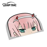 Jump Time 13cm x 9.8cm Funny Waterproof Car Stickers JDM Car Decals For Darling in the Franxx  Zero Two BIG HEAD Vinyl Car Wrap