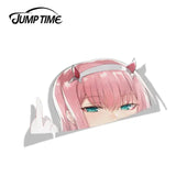 Jump Time 13cm x 9.8cm Funny Waterproof Car Stickers JDM Car Decals For Darling in the Franxx  Zero Two BIG HEAD Vinyl Car Wrap