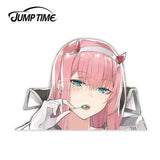 Jump Time 13cm x 9.8cm Funny Waterproof Car Stickers JDM Car Decals For Darling in the Franxx  Zero Two BIG HEAD Vinyl Car Wrap