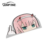 Jump Time 13cm x 9.8cm Funny Waterproof Car Stickers JDM Car Decals For Darling in the Franxx  Zero Two BIG HEAD Vinyl Car Wrap